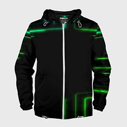 Ветровка с капюшоном мужская Black green color, цвет: 3D-белый