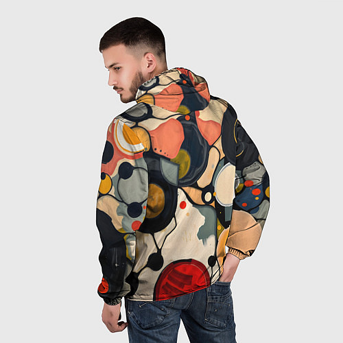 Мужская ветровка Абстракция с кругами и краской / 3D-Белый – фото 4