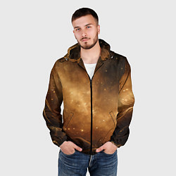 Ветровка с капюшоном мужская Песочный фон со звездами, цвет: 3D-черный — фото 2