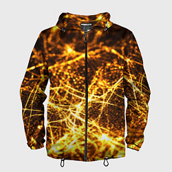 Ветровка с капюшоном мужская Текстура золотые нити, цвет: 3D-черный