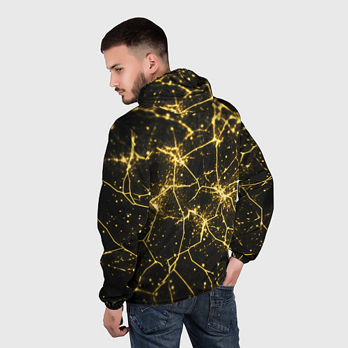 Мужская ветровка Золотистые пути на черном / 3D-Белый – фото 4