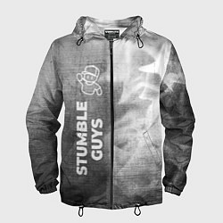 Ветровка с капюшоном мужская Stumble Guys - grey gradient по-вертикали, цвет: 3D-черный
