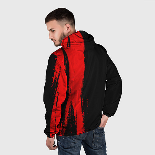 Мужская ветровка CreepyPasta - red gradient по-вертикали / 3D-Черный – фото 4