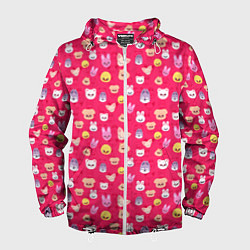 Ветровка с капюшоном мужская Skzoo pattern pink, цвет: 3D-белый