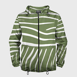 Ветровка с капюшоном мужская Полоски зеленой зебры, цвет: 3D-черный