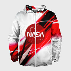 Ветровка с капюшоном мужская Nasa абстрактные полосы, цвет: 3D-белый