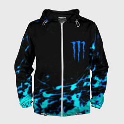 Ветровка с капюшоном мужская Monster energy голубые краски, цвет: 3D-белый
