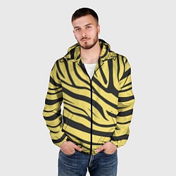Ветровка с капюшоном мужская Светлый тигровый паттерн, цвет: 3D-черный — фото 2