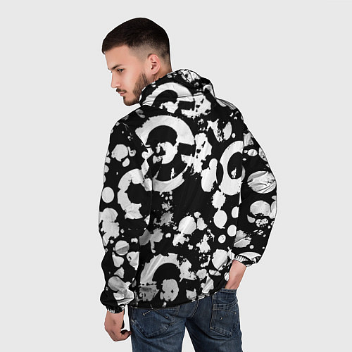 Мужская ветровка Модная чб абстракция - нейроарт / 3D-Белый – фото 4