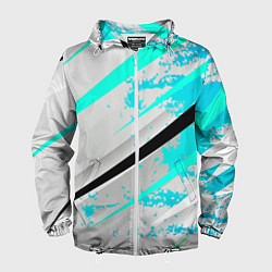 Ветровка с капюшоном мужская Color white light blue, цвет: 3D-белый