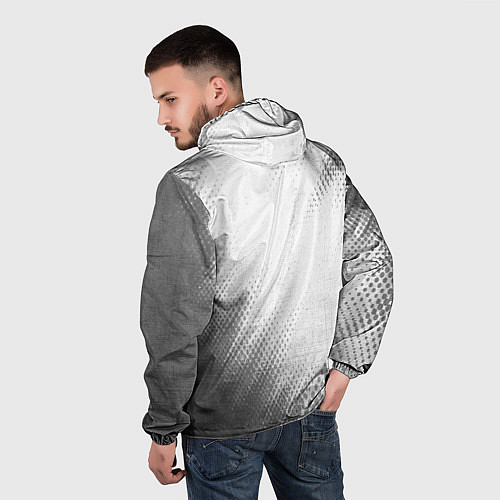 Мужская ветровка Mazda - white gradient вертикально / 3D-Черный – фото 4