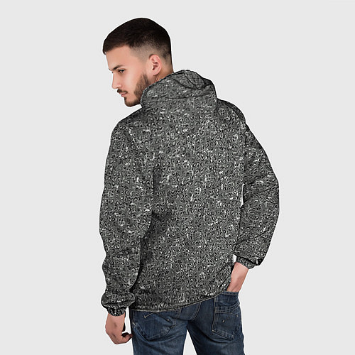 Мужская ветровка Чёрно-белый искажённый узор / 3D-Черный – фото 4