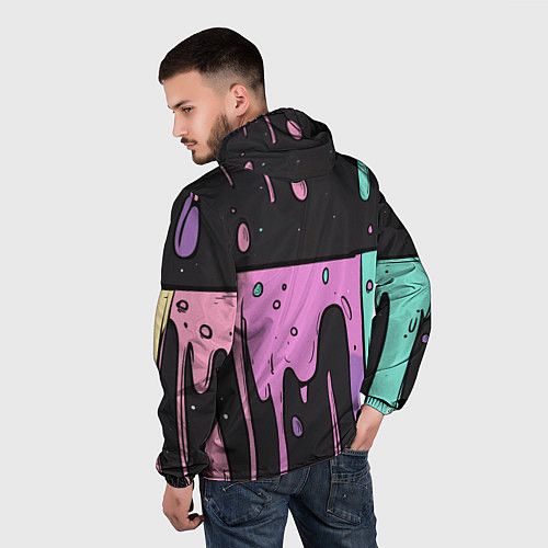 Мужская ветровка Стекающая краска текстура / 3D-Белый – фото 4