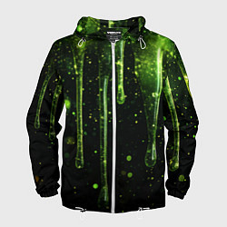 Ветровка с капюшоном мужская Зеленая объемная слизь, цвет: 3D-белый