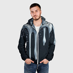 Ветровка с капюшоном мужская Белая объемная слизь текстура, цвет: 3D-белый — фото 2