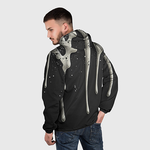 Мужская ветровка Белая слизь текстура / 3D-Белый – фото 4