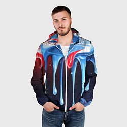 Ветровка с капюшоном мужская Синие и красные слизи текстура, цвет: 3D-белый — фото 2