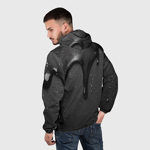 Мужская ветровка Черная текстура - хром / 3D-Белый – фото 4