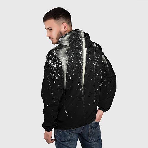 Мужская ветровка Белые брызги на черном / 3D-Белый – фото 4