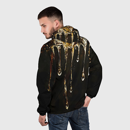 Мужская ветровка Мед на коричневой текстуре / 3D-Белый – фото 4