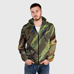 Ветровка с капюшоном мужская Абстракция тон хаки, цвет: 3D-черный — фото 2
