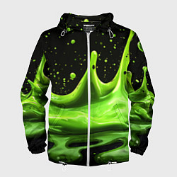 Мужская ветровка Зеленая слизь текстура на черном