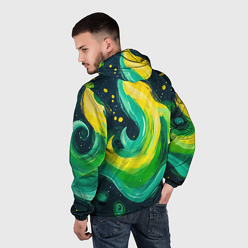 Мужская ветровка Желто-зеленая краска текстура / 3D-Белый – фото 4