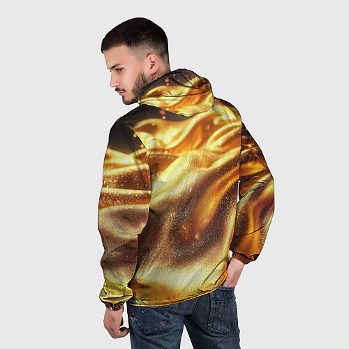 Мужская ветровка Золотая текстура волнистая / 3D-Белый – фото 4