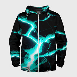 Ветровка с капюшоном мужская Color light blue black, цвет: 3D-белый