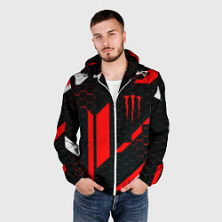 Ветровка с капюшоном мужская Monster energy sport geometry, цвет: 3D-белый — фото 2