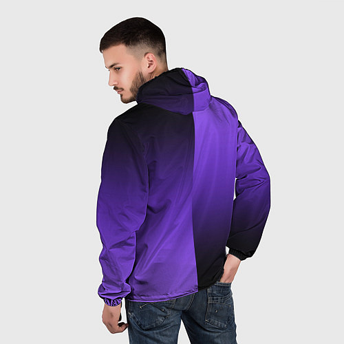 Мужская ветровка Чёрно-сиреневый градиент пополам / 3D-Черный – фото 4