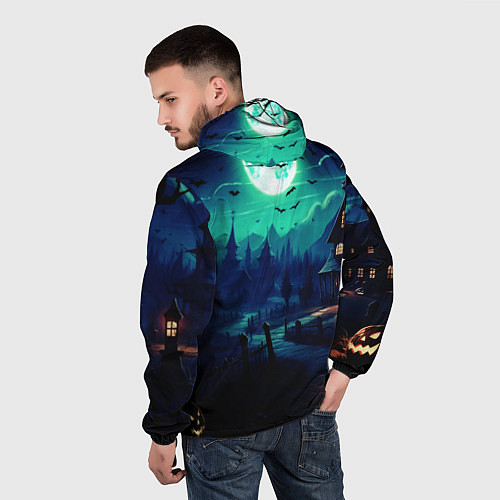 Мужская ветровка Day of the Dead - Хэллоуин / 3D-Белый – фото 4