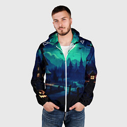 Ветровка с капюшоном мужская Day of the Dead - Хэллоуин, цвет: 3D-белый — фото 2