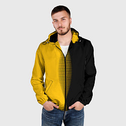 Ветровка с капюшоном мужская Чёрно-жёлтый пополам с переходом, цвет: 3D-черный — фото 2