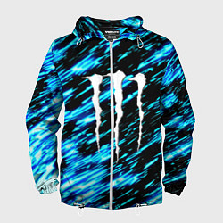 Мужская ветровка Monster energy штрихи голубых неоновых красок