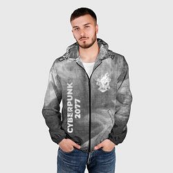 Ветровка с капюшоном мужская Cyberpunk 2077 - grey gradient вертикально, цвет: 3D-черный — фото 2