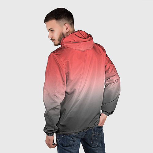 Мужская ветровка Бледный красно-серый градиент / 3D-Белый – фото 4