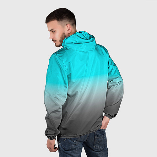Мужская ветровка Серо-голубой светлый градиент / 3D-Белый – фото 4