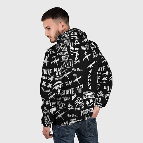 Мужская ветровка Черно белые логотипы игр / 3D-Белый – фото 4