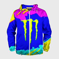 Ветровка с капюшоном мужская Monster energy краски цветные, цвет: 3D-белый