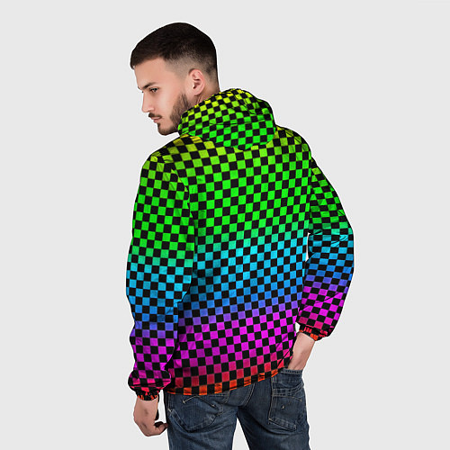 Мужская ветровка Monster energy неоновая клетка / 3D-Белый – фото 4