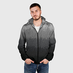 Ветровка с капюшоном мужская Градиент полосами тёмно-серый графитовый, цвет: 3D-черный — фото 2