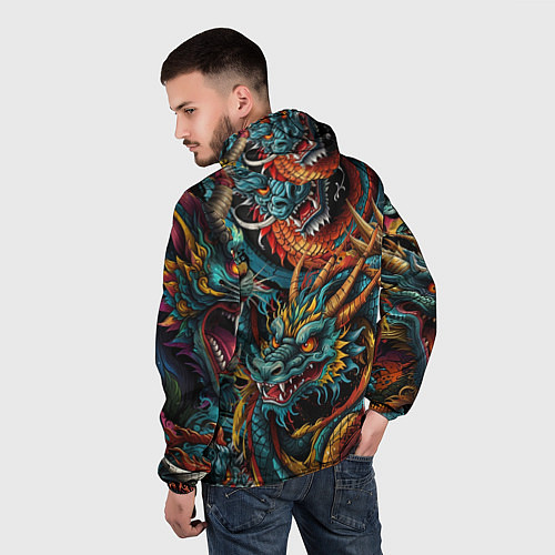 Мужская ветровка Татуировка дракона ирезуми / 3D-Белый – фото 4