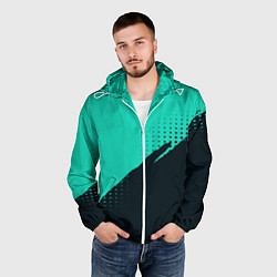 Ветровка с капюшоном мужская Color black light blue, цвет: 3D-белый — фото 2