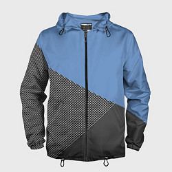 Ветровка с капюшоном мужская Сине-серый геометричный, цвет: 3D-черный
