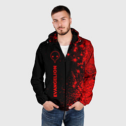 Ветровка с капюшоном мужская Evangelion - red gradient по-вертикали, цвет: 3D-черный — фото 2