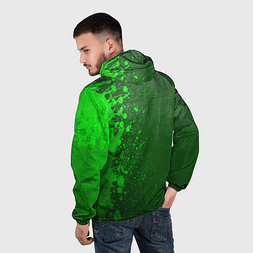 Мужская ветровка Burzum - green gradient по-вертикали / 3D-Черный – фото 4