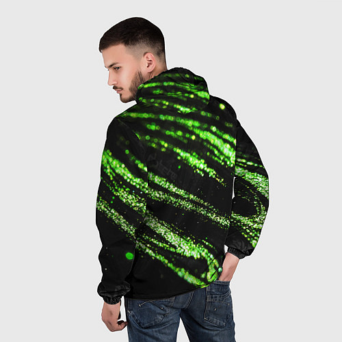 Мужская ветровка Зеленые блестки на черном / 3D-Белый – фото 4