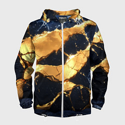 Мужская ветровка Золотая текстура на синем