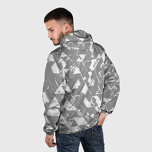 Мужская ветровка Светлый серый геометричный паттерн / 3D-Белый – фото 4